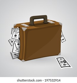 Suitcase with money. vector