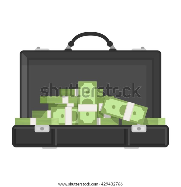 Suitcase Money Vector Illustration Flat Style Stock Vector (Royalty