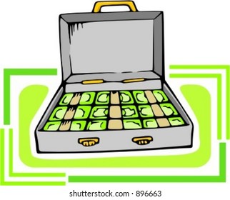 Suitcase of money.Vector illustration