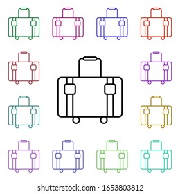 Icono de estilo multi-color maleta. Línea delgada simple, contorno vectorial de iconos de verano para ui y ux, sitio web o aplicación móvil