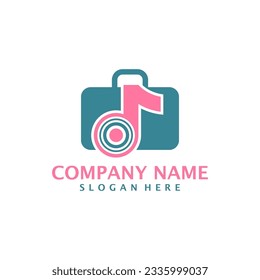 Suitcase with Music logo design vector. Suitcase logo design template concept