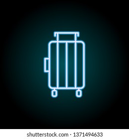 suitcase neon icon. Elements of Camping set. Simple icon for websites, web design, mobile app, info graphics on dark gradient background