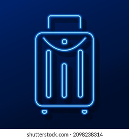 suitcase neon sign, modern glowing banner design, colorful modern design trends. Vector illustration.