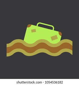 suitcase in the ocean island in the ocean.
