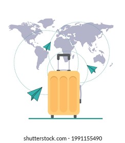 suitcase on a card background, vector image, travel, trip
