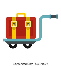Suitcase on a cart icon. Flat illustration of suitcase vector icon for web design