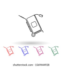 Suitcase on a cart multi color icon. Simple thin line, outline vector of logistic icons for ui and ux, website or mobile application