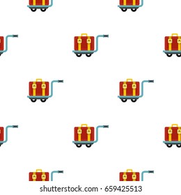 Suitcase on a cart pattern seamless flat style for web vector illustration