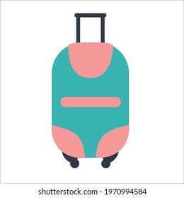 Suitcase on an isolated background. Road luggage for travel and travel. Flat vector illustration. Time relax.
