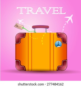 suitcase on a pink background