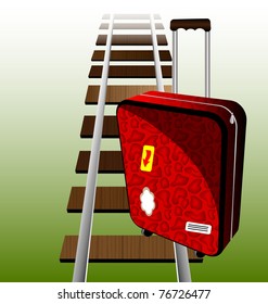 suitcase on the rails