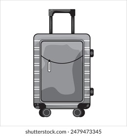 Suitcase on vacation, isolated grayscale icon. Vector illustration, travel elements. Vintage, retro vector graycale travel suitcases.