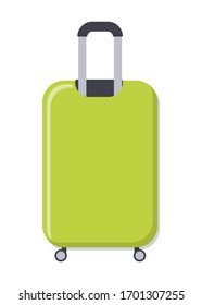 Koffer auf Rädern im flachen Stil. Element für die Erstellung eines Designs, kann auf Postkarten, Flyer, Poster, Werbung verwendet werden.