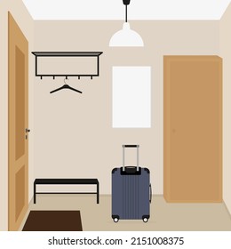 Suitcase on wheels in the hallway