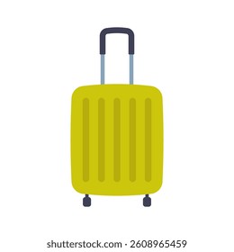Suitcase on wheels and handle icon. Colored silhouette. Front side view. Vector simple flat graphic illustration. Isolated object on white background. Isolate.