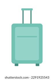 Suitcase on wheels with handle semi flat colour vector object. Traveling bag for ladies. Hand luggage. Editable cartoon clip art icon. Simple spot illustration for web graphic design, animation