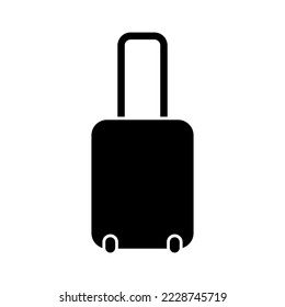 Suitcase on wheels icon. Black silhouette. Front side view. Vector simple flat graphic illustration. Isolated object on a white background. Isolate.