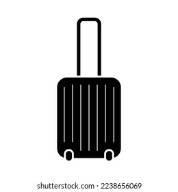 Suitcase on wheels icon. Black silhouette. Front side view. Vector simple flat graphic illustration. Isolated object on a white background. Isolate.