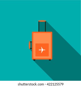 Suitcase on wheels icon, flat style