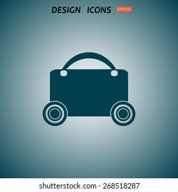 suitcase on wheels. icon. vector design