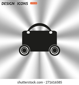 suitcase on wheels. icon. vector design