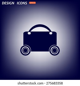 suitcase on wheels. icon. vector design
