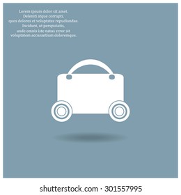 suitcase on wheels. icon. vector design