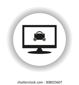 suitcase on wheels. icon. vector design