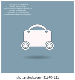 suitcase on wheels. icon. vector design