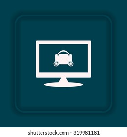 suitcase on wheels. icon. vector design