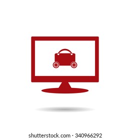 suitcase on wheels. icon. vector design