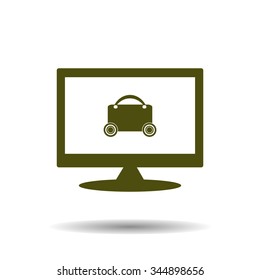 suitcase on wheels. icon. vector design