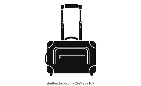 Maleta sobre ruedas aisladas sobre fondo blanco. Un icono de equipaje de viaje para vacaciones y viajes de negocios. Representa viaje, turismo y aventura.