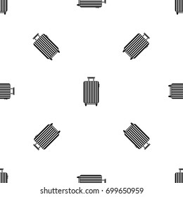 Suitcase on wheels pattern repeat seamless in black color for any design. Vector geometric illustration