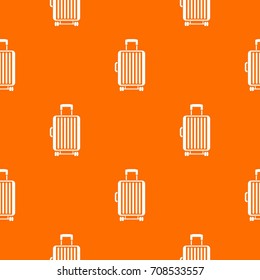 Suitcase on wheels pattern repeat seamless in orange color for any design. Vector geometric illustration