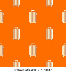 Suitcase on wheels pattern repeat seamless in orange color for any design. Vector geometric illustration