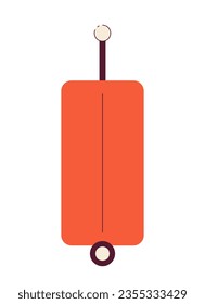 Maleta sobre ruedas objeto vector de color semiplano. Bolsa de equipaje. Icono de imagen de clip de caricatura editable sobre fondo blanco. Ilustración de puntos simple para diseño gráfico web