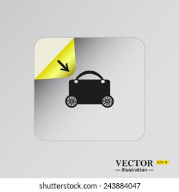 suitcase on wheels , sticker  self-adhesive paper. Vector illustration EPS 8