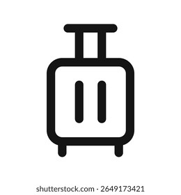 Suitcase on wheels UI icon, travel suitcase simple line user interface vector symbol with editable stroke