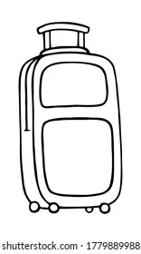 SUITCASE ON WHEELS ON A WHITE BACKGROUND IN VECTOR