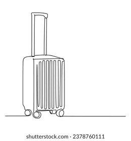 Maleta un dibujo de línea continua. Ilustración vectorial aislada en fondo blanco. Diseño minimalista a mano.