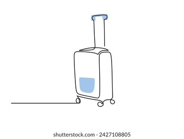 Suitcase one continuous line art. Luggage drawing travel symbol. Vector illustration hand drawn editable stroke.