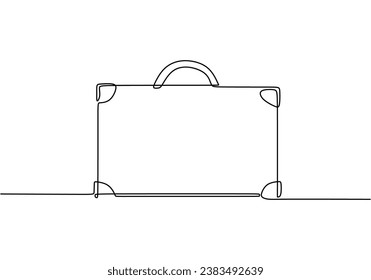 Suitcase one line drawing. Vector illustration isolated. Minimalist design handdrawn.