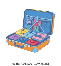suitcase with open clothes generative ia