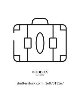 Suitcase outline. Isolated suitcase on white background.