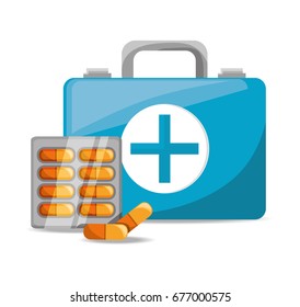 suitcase with pills medical emergency