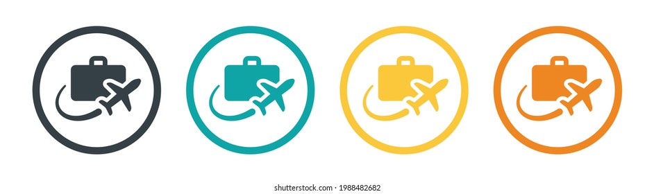 Suitcase with plane symbol. Concept for travelling and trip. Vector illustration