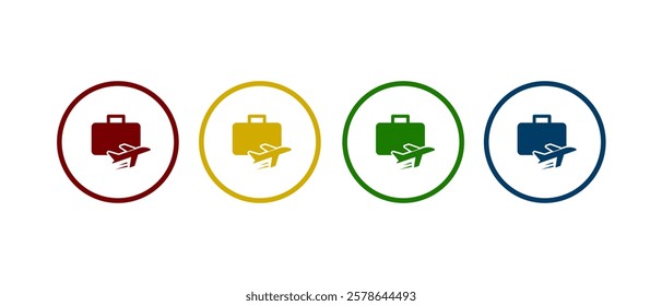 Suitcase with plane symbol. Suitcase with plane concept. Vector illustration