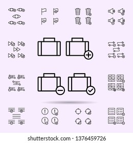 suitcase, plus, check, minus sign icon. web icons universal set for web and mobile