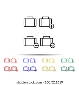 suitcase, plus, check, minus sign multi color style icon. Simple thin line, outline vector of web icons for ui and ux, website or mobile application